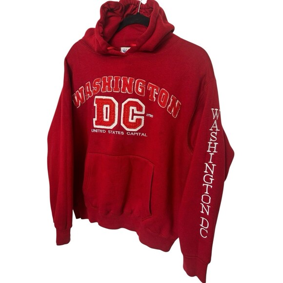 Washington DC United States Of America Embroidered Red Sweatshirt Hoodie Sz M - Picture 2 of 7